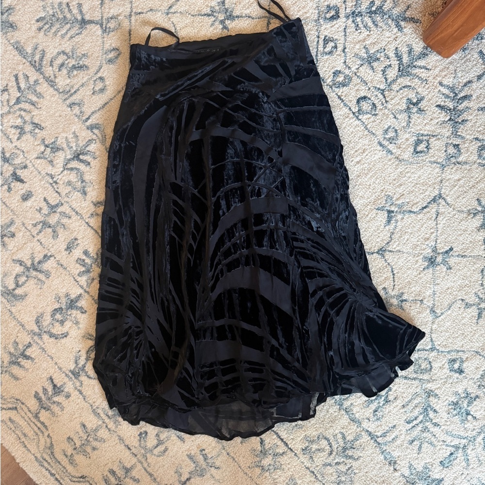 Black Velvet Sheer Midi Skirt